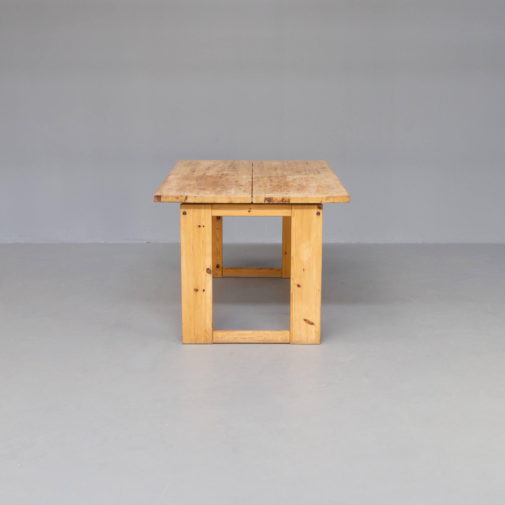 70s pine wooden extendable dining table