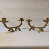 Pair of brutalist candlesticks in solid brass - 1960s