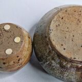 Set of two enamelled stoneware flower vases from "Vezelay" signed