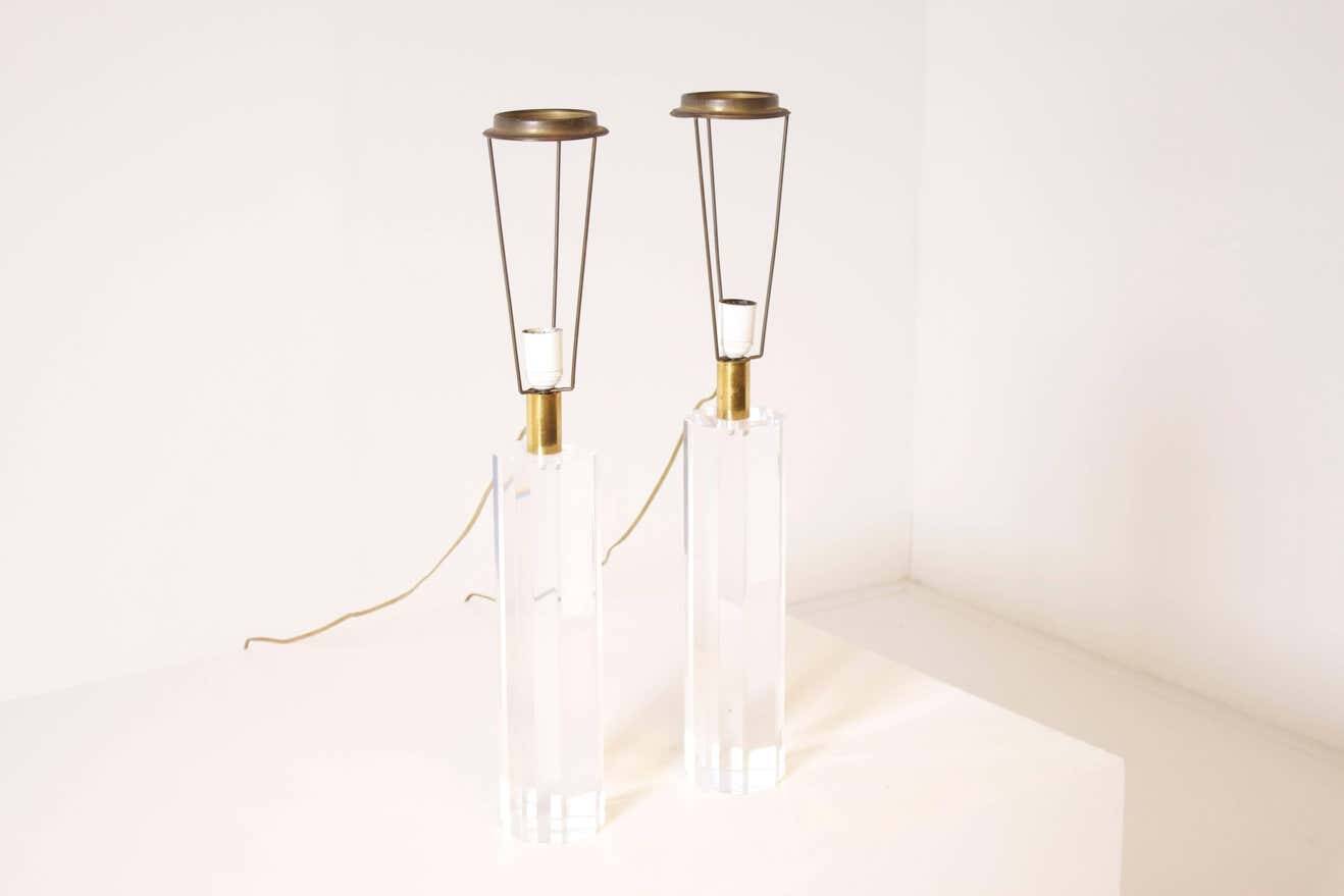 Set of French 1970s Lucite Table Lamps