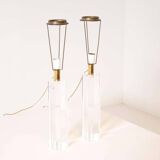 Set of French 1970s Lucite Table Lamps