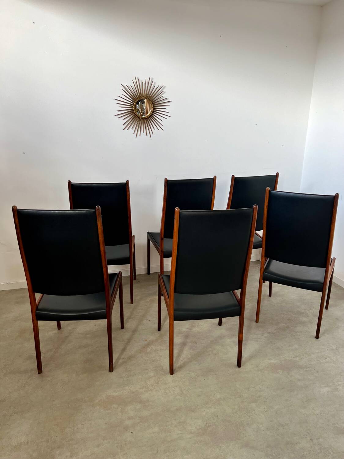 Arne Ovmand Olsen Mogens Kold Lot 6 anciennes chaises scandinave design Denmark en palissandre vintage
