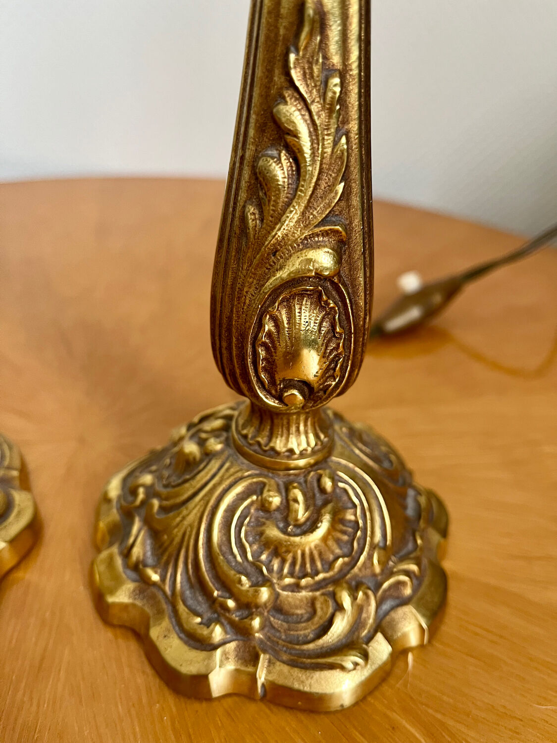 Pair of Louis XV rocaille bronze lamps