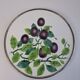 Czechoslovak Art Deco Porcelain Tray with Plum Motif and Metal Rim, 1930s