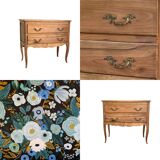 Solid raw walnut sauteuse chest of drawers