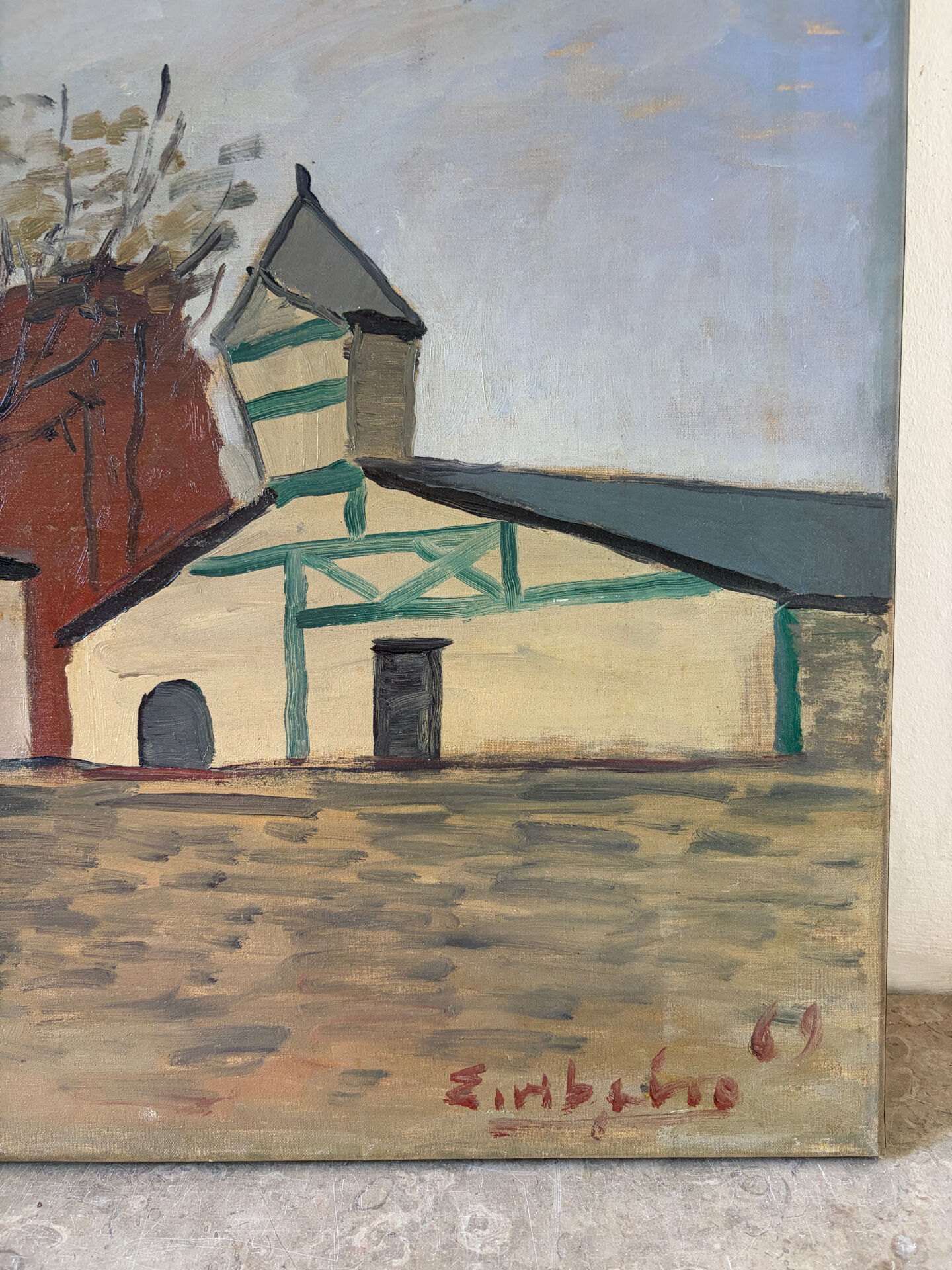 The windmill, oil on canvas signed Edgardo Ribeiro (1921-2005)