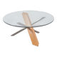 Table basse croisée postmoderne en bois, acier inoxydable et verre, Italie, années 1990.