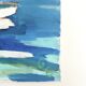 Oil on canvas signed, fishing port with colourful boats.