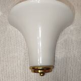 Pair of Italian wall sconces, frosted glass, brass.