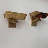 Pair of vintage adjustable wall lights, solid brass, Italy 1970