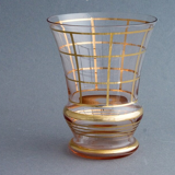 Art Deco vase with "modernist" design gilded with fine gold.  Verreries Laeken Belgium - circa 1950