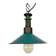 Industrial Green Enamel Factory Pendant Lamp with Cast Aluminium Top, 1960s