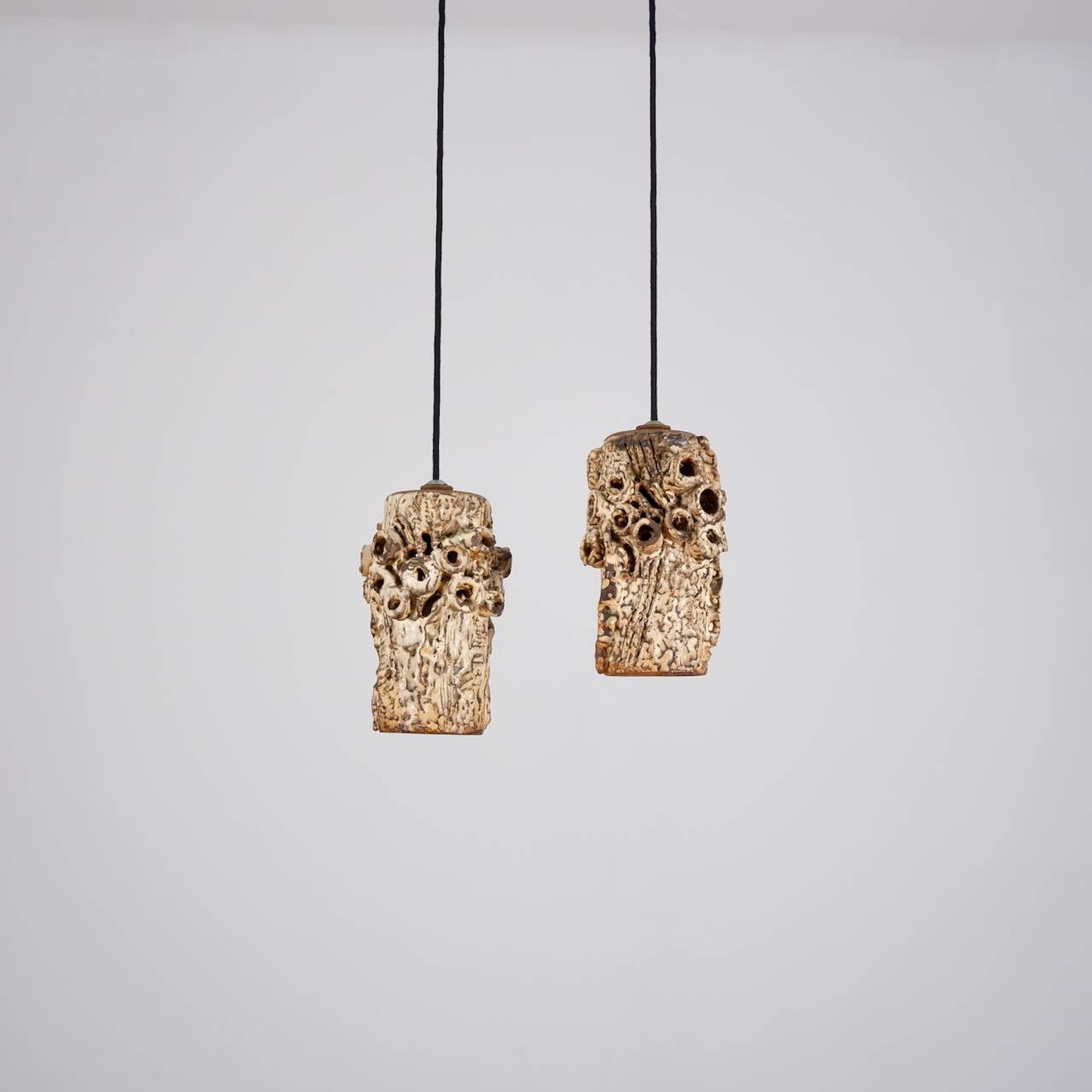 Sculptural ceramic pendant lamps by Bodil Marie Nielsen