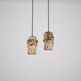 Sculptural ceramic pendant lamps by Bodil Marie Nielsen