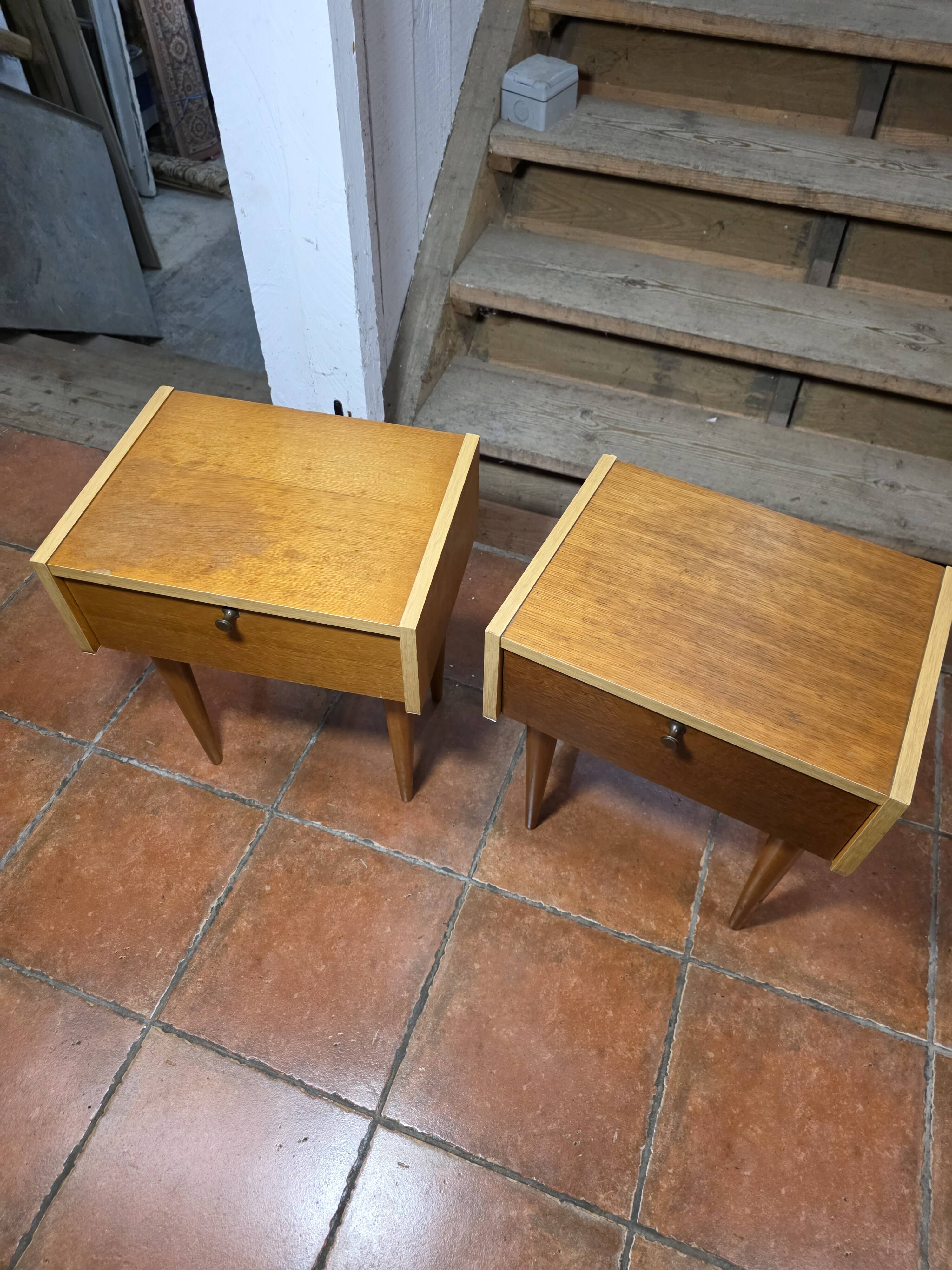 Pair of oak bedside tables from the 1960s.