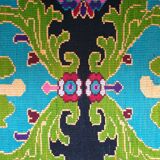 Bohemian Romanian handwoven carpet with floral colorful design