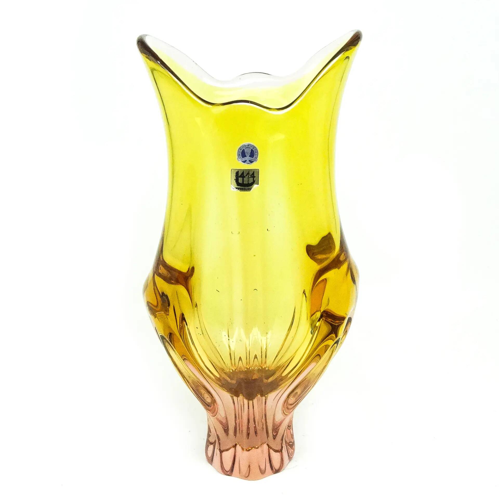 Mid-century modern vase, glass, designed by J. Hospodka, Czechoslovakia, 1960s
