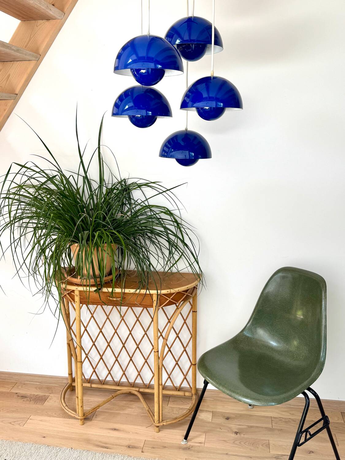 5 Blue Flower Pots by Verner Panton produced by Louis Poulsen