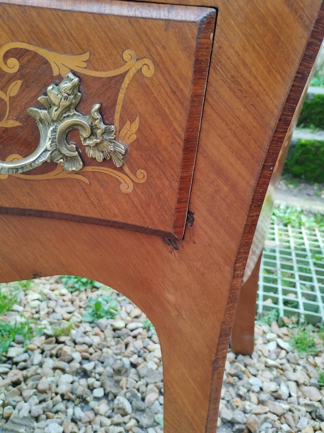 Louis xv style marble top marquetry chest of drawers