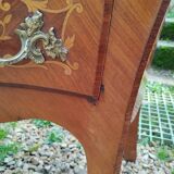 Louis xv style marble top marquetry chest of drawers