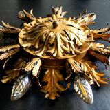 Set of 2 Large Florentine Chandelier Ceiling Lamps  by Banci Firenze Italy Regency Hollywood Style