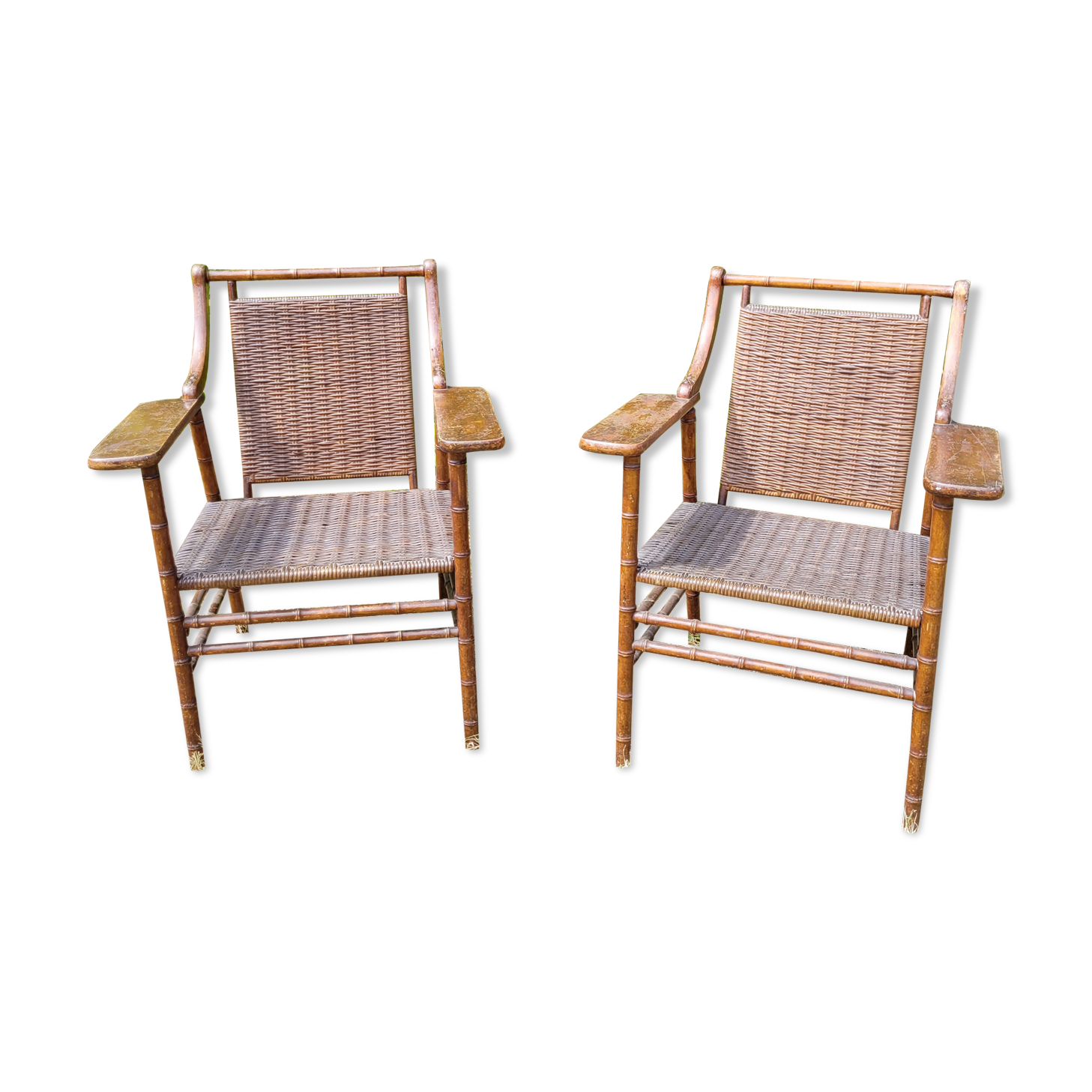 2 vintage rattan armchairs