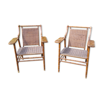 2 vintage rattan armchairs