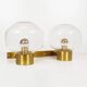 Large vintage brass and mouth blown glass wall light