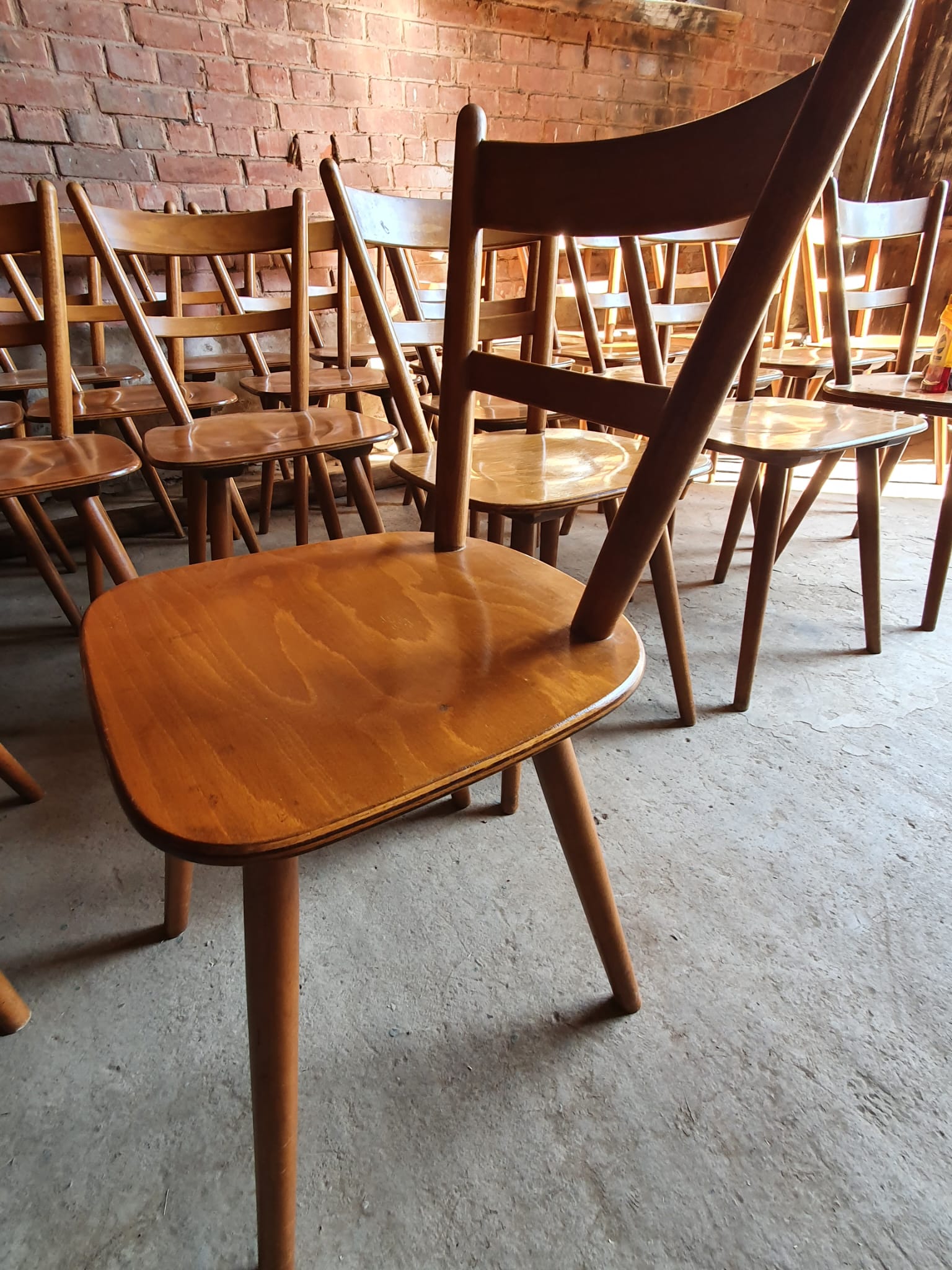 Set of 14 Scandinavian bistro chairs year 60