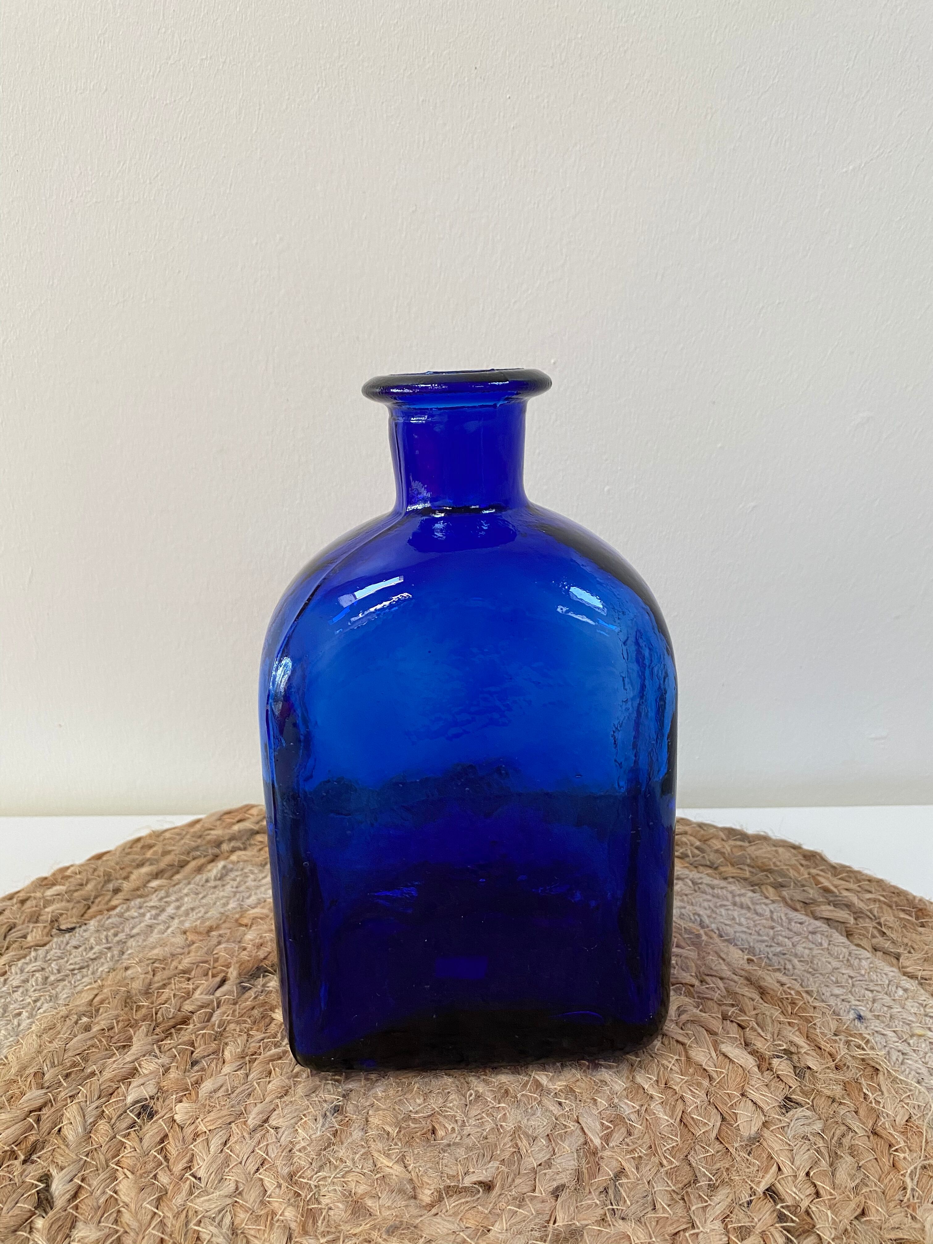 Cobalt blue glass vase bottle