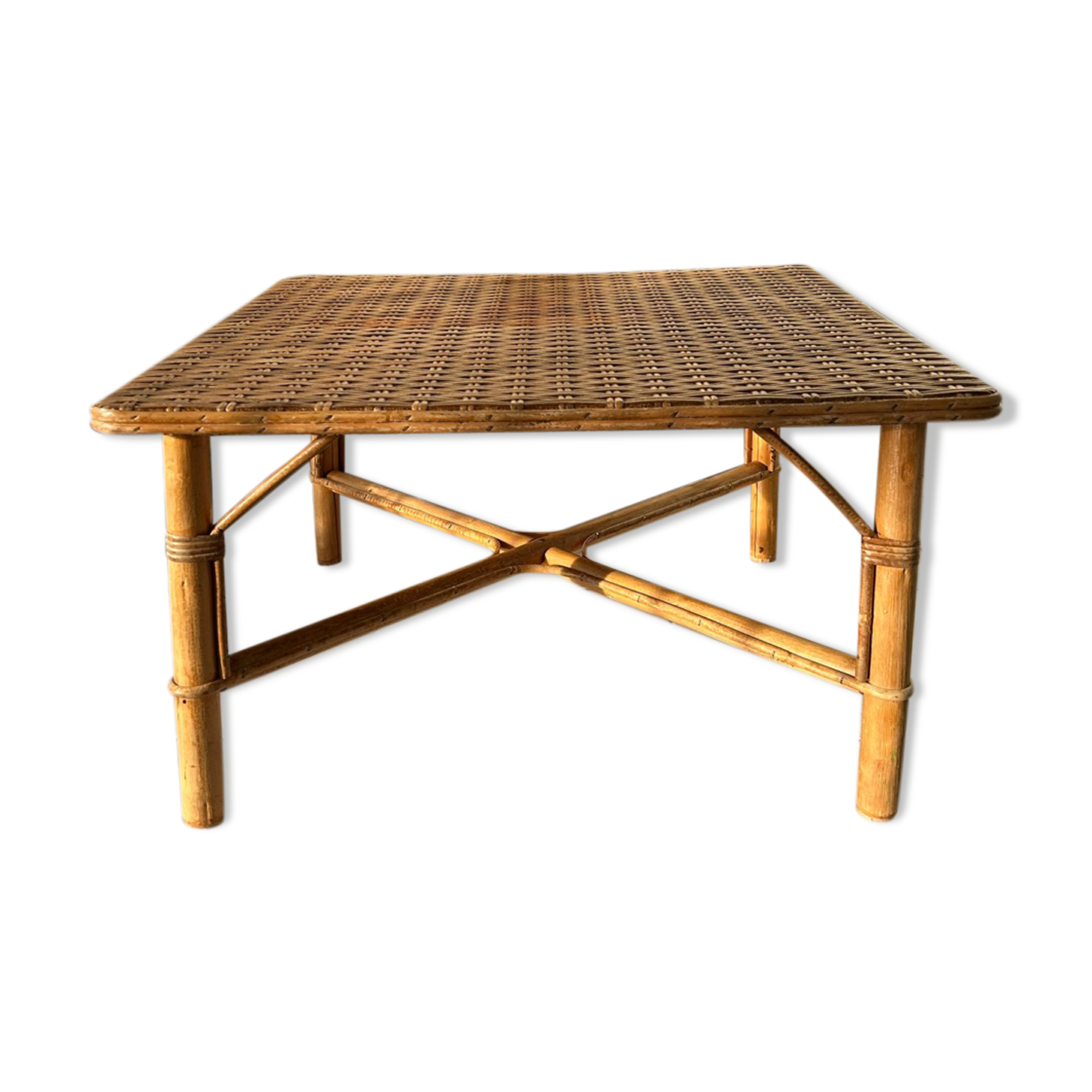 Square rattan coffee table - 67 cm