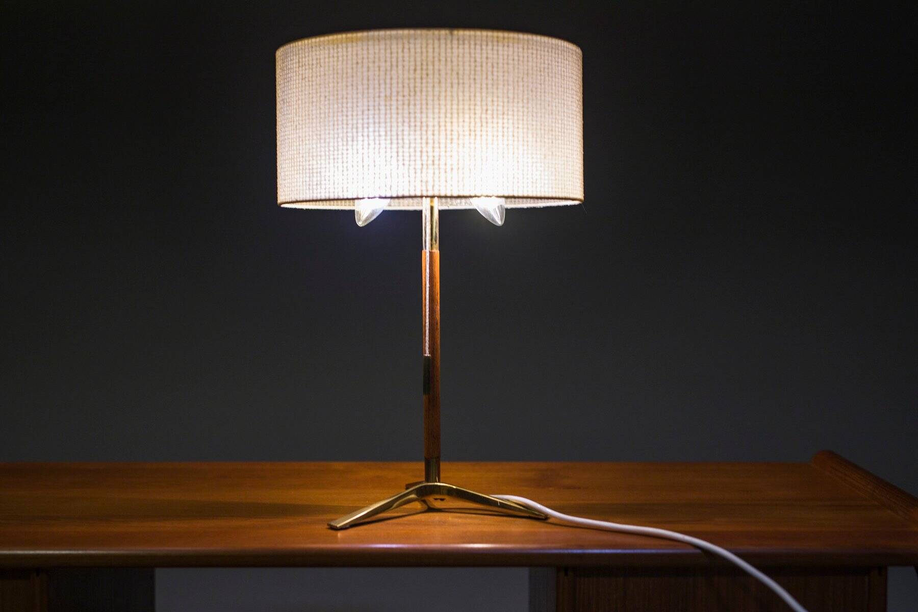 Mid-century modern Austrian brass table lamp by J.T. Kalmar, 1960s