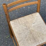 Solid wood and straw stool 50cm