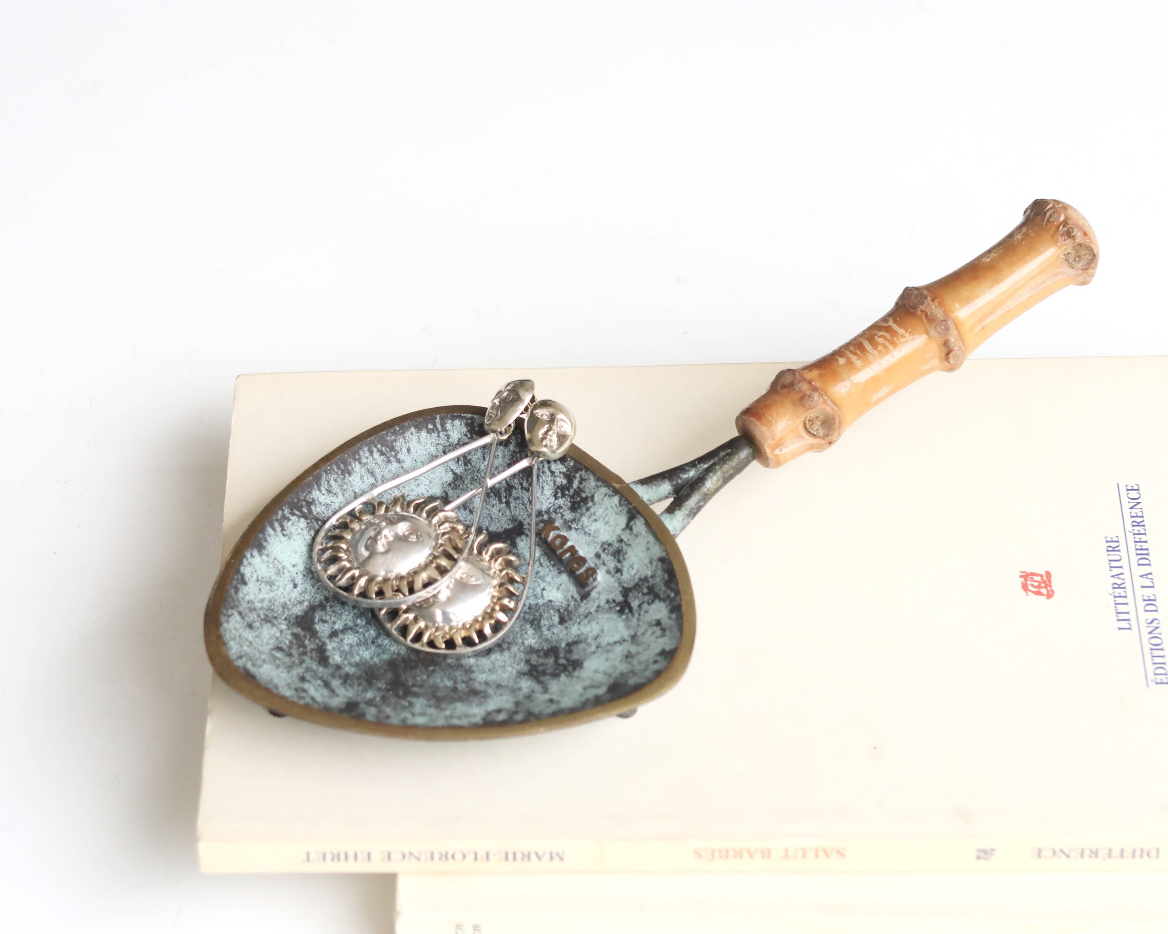 Austrian pocket tray in bronze and bamboo handle