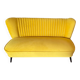 Canapé mid-century scandinave jaune en velours, cadre et pieds en hêtre massif, années 1950