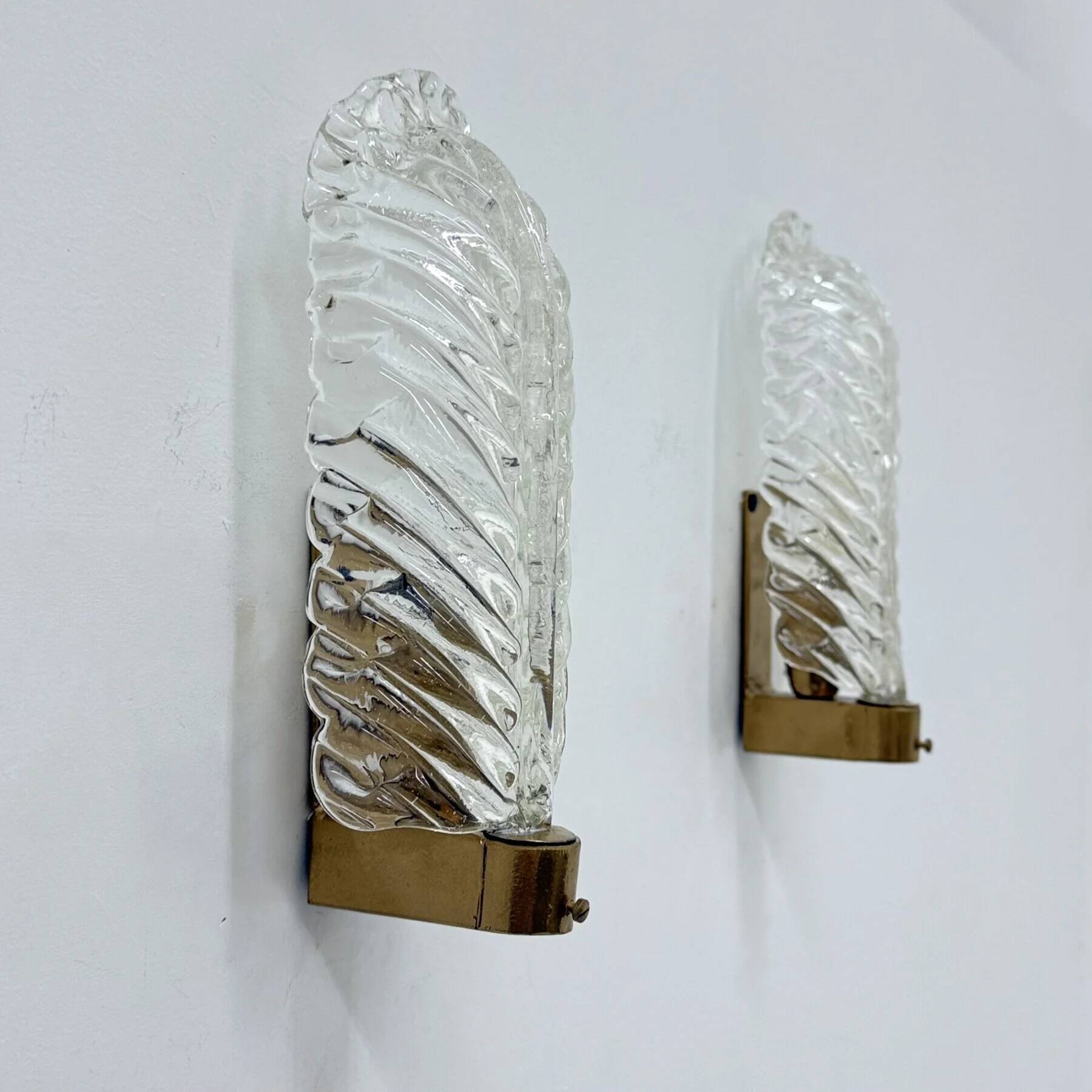Set of 2 Barovier & Toso wall lamps sconce, 1950s Italy