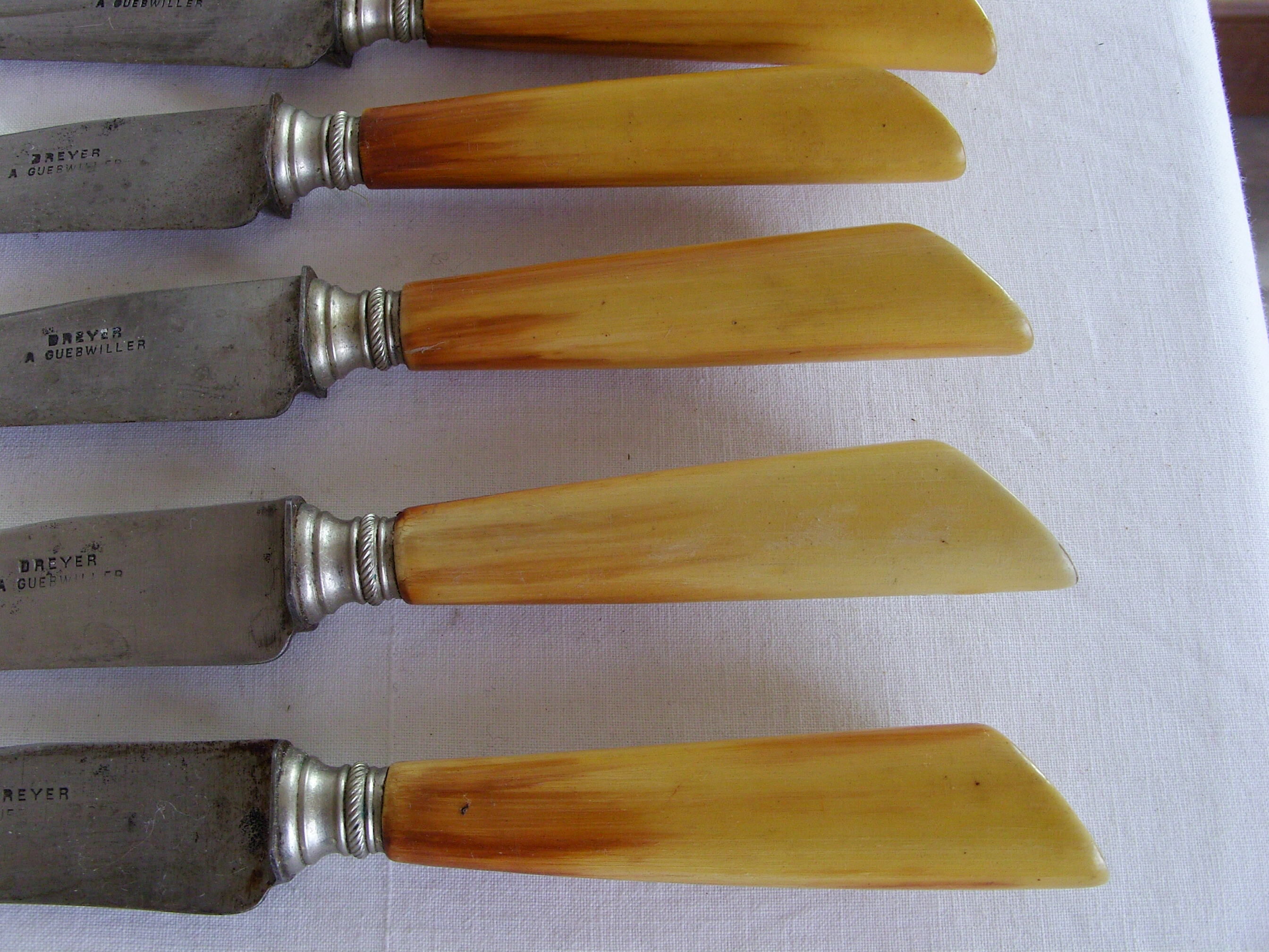 12 old large table knives