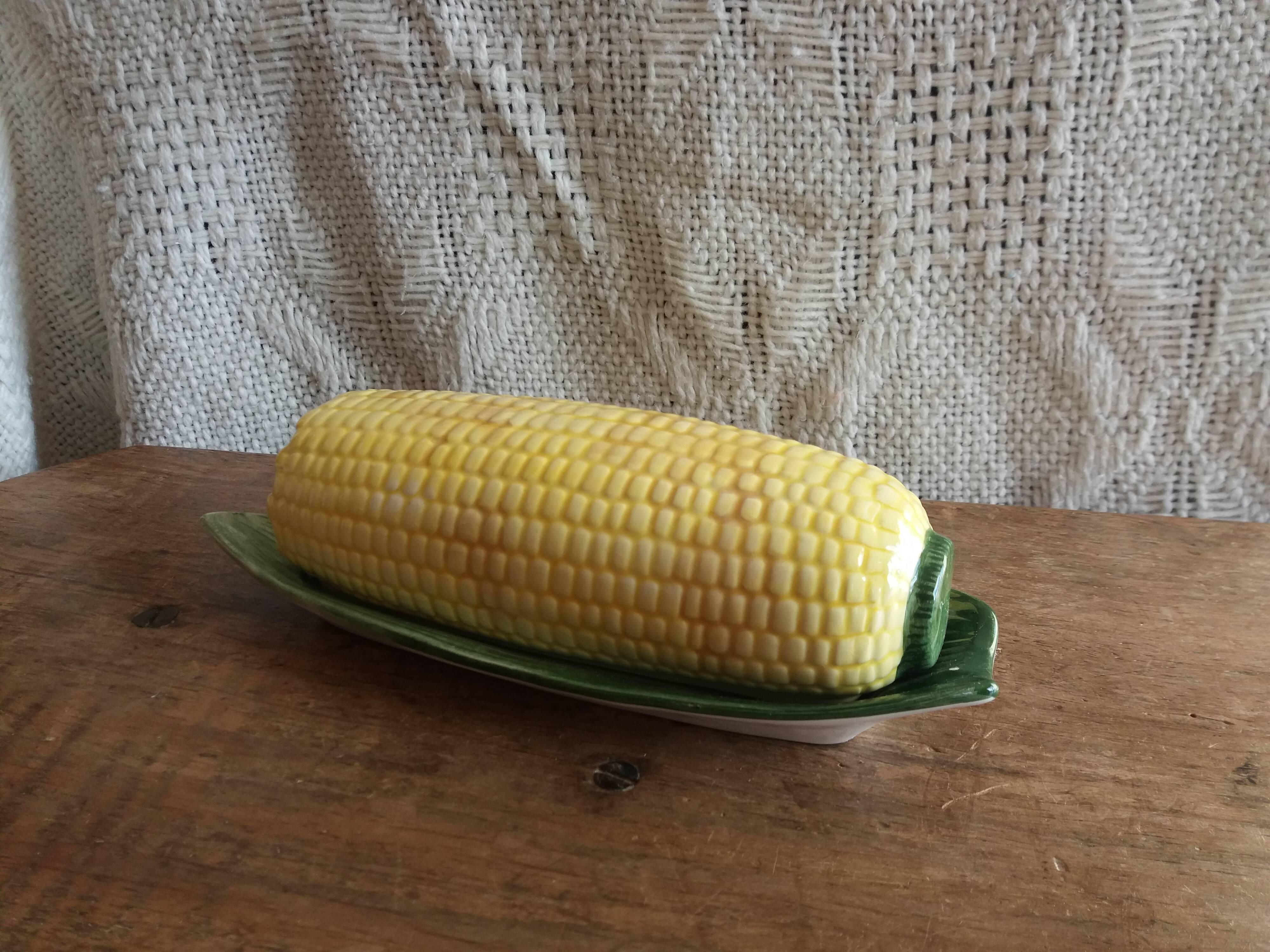 Box butter dish corn cob in slip