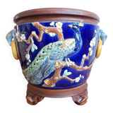 Large antique majolica cache pot, planter by Joseph Holdcroft.