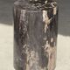 Black petrified wood side table with beige stripes, fine mesh, H35 D24 - 33