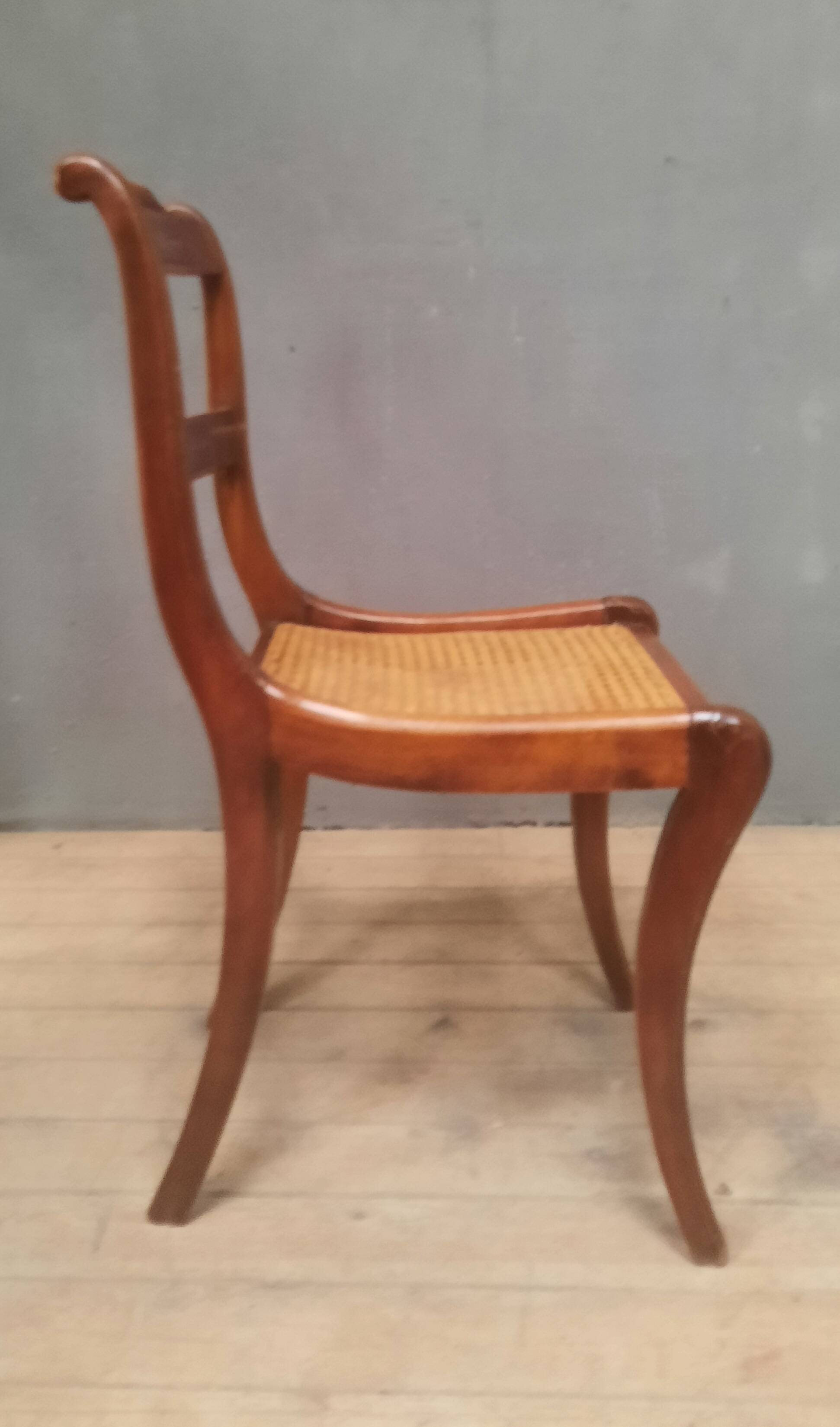 Caned chair from the nineteenth century.