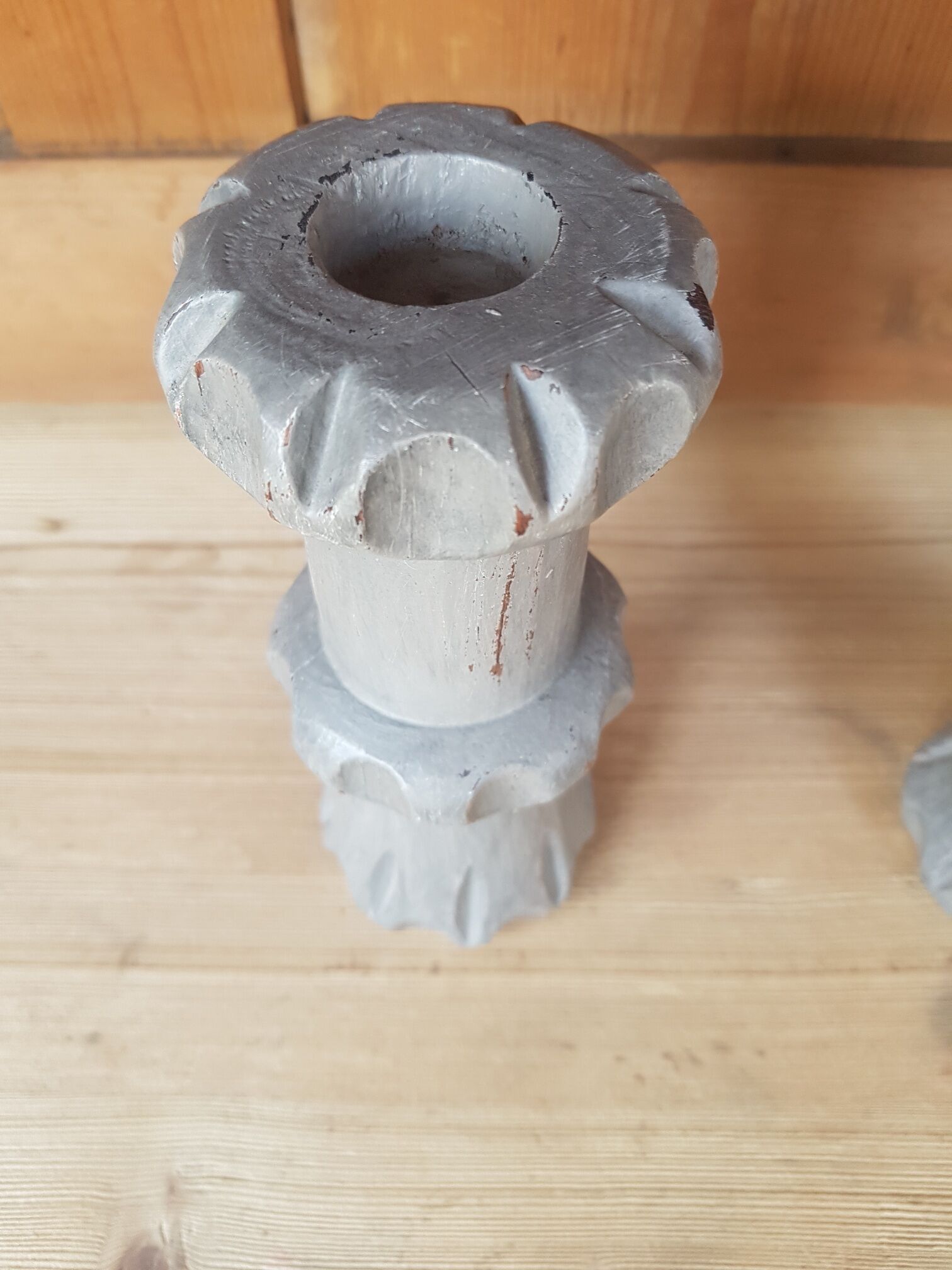 Wooden candle holder brutalist style