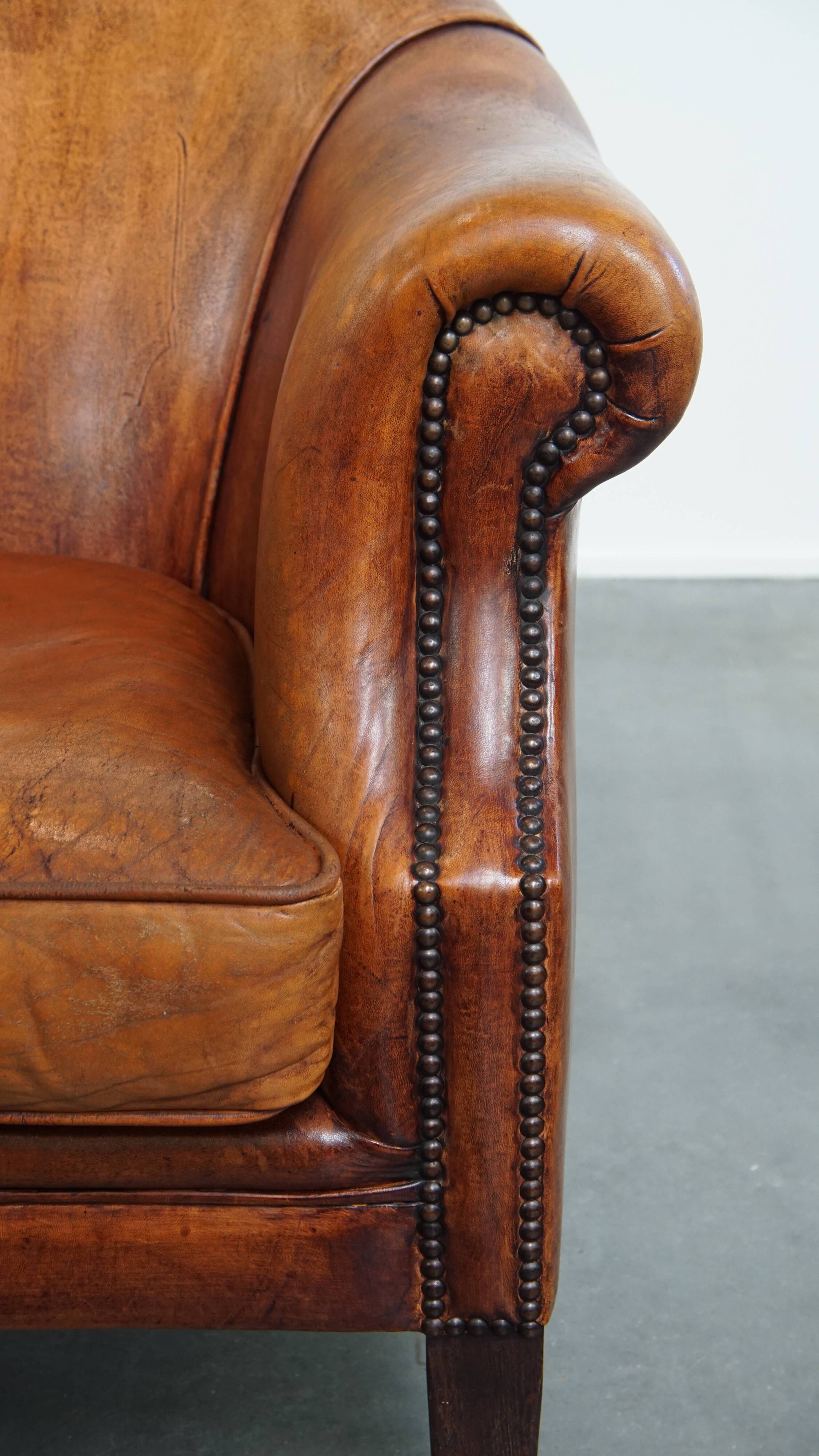 Sheepskin leather club chair