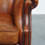Sheepskin leather club chair
