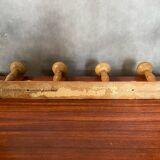 Old Coat Rack Wall Mounted x4 Wood Bamboo Style Vintage