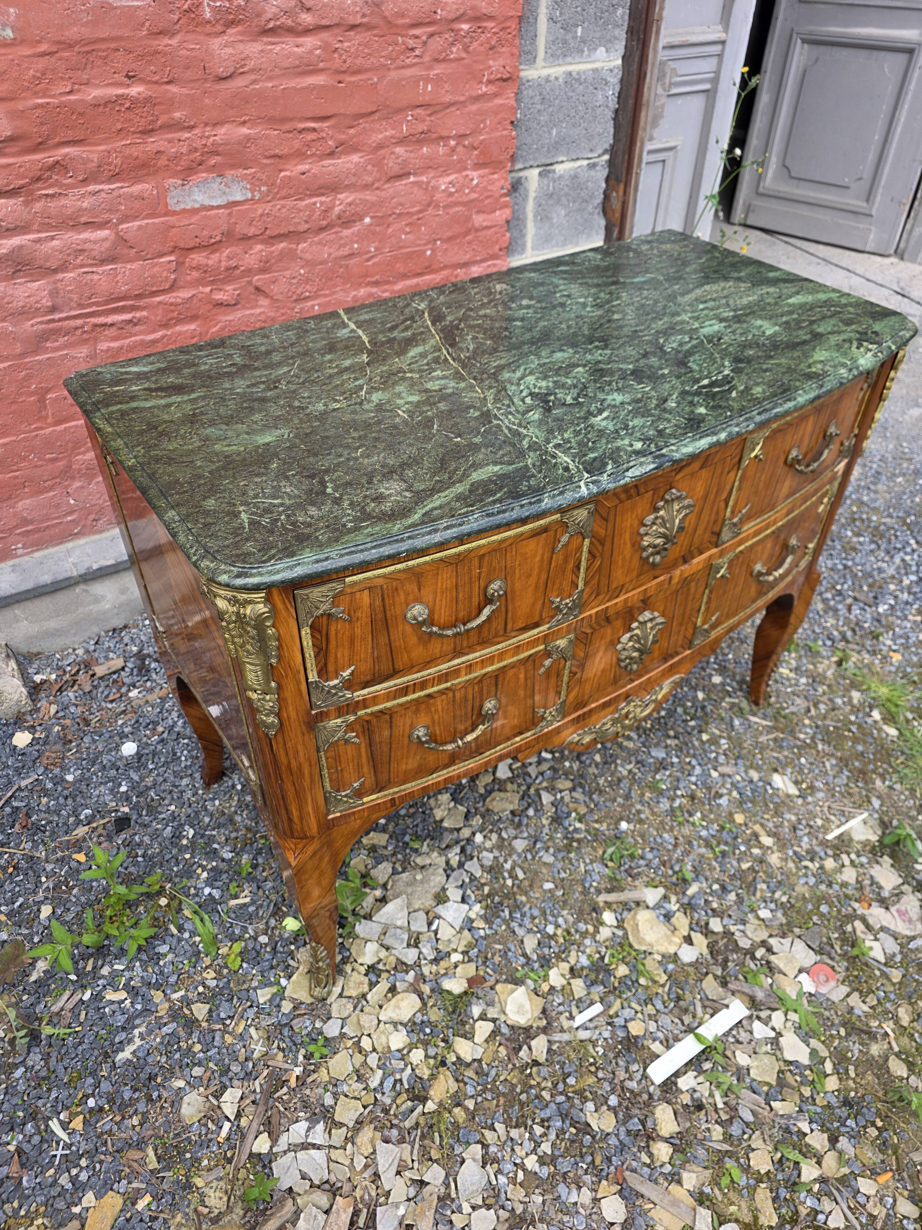 Curved Louis XV style commode in mahogany, mid-20th century.