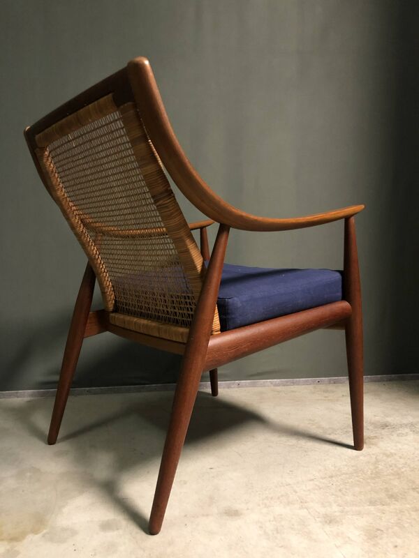 Chaise en teck et rotin, Peter hvidt & orla molgaard nielsen modèle 147 pour France & Son