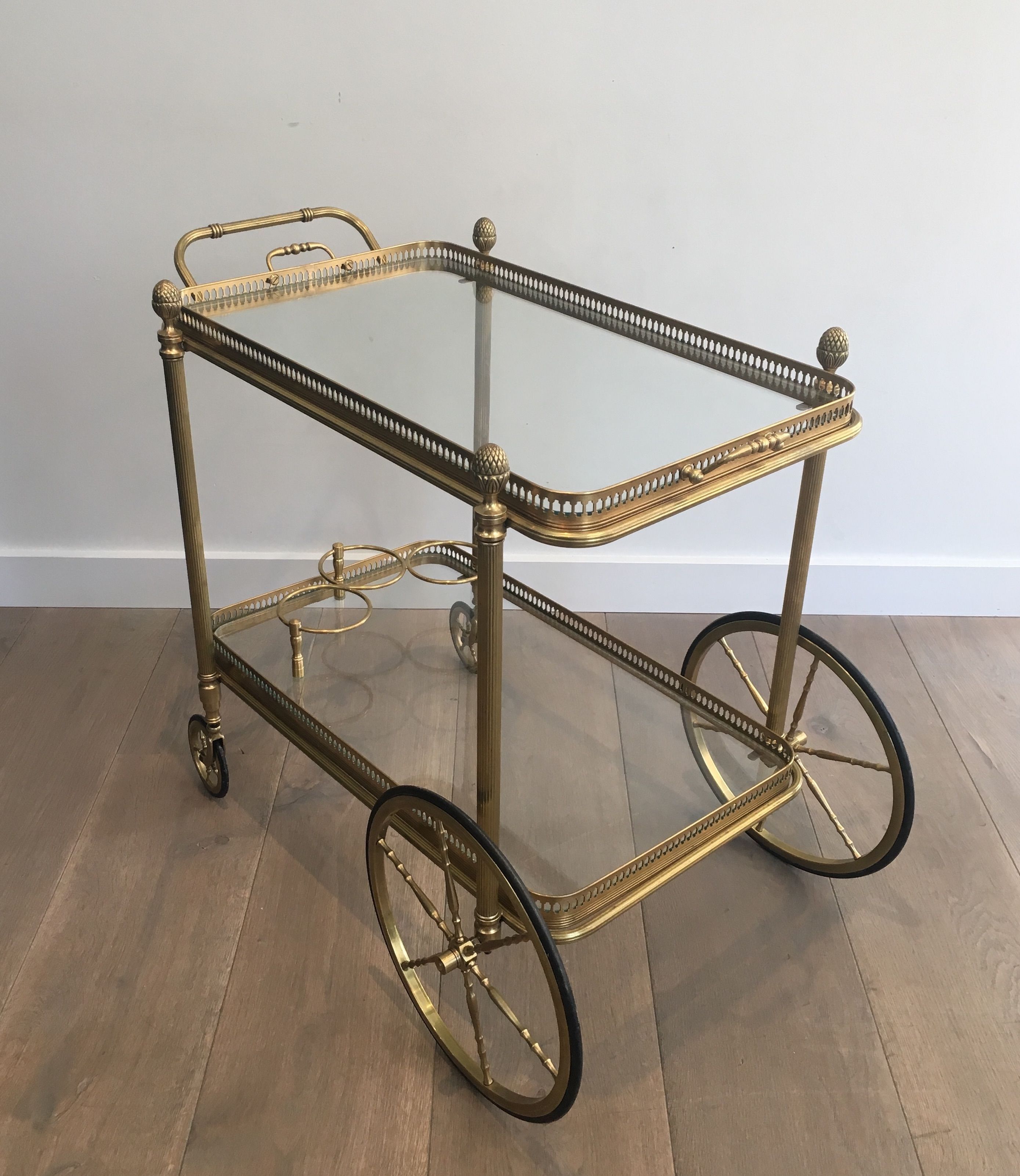 Neoclassical brass rolling table from Maison Baguès
