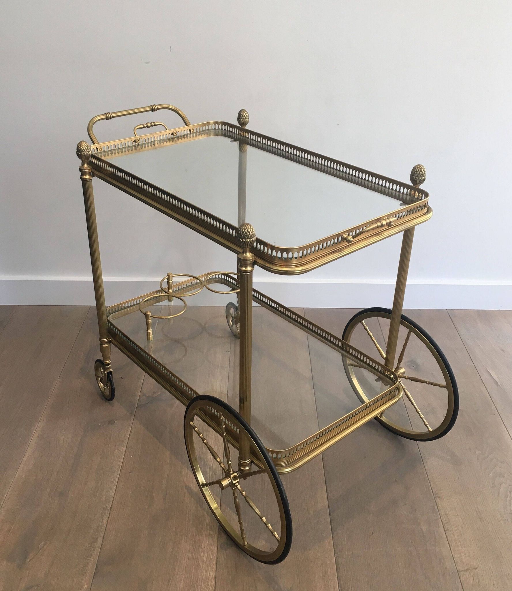 Neoclassical brass rolling table from Maison Baguès