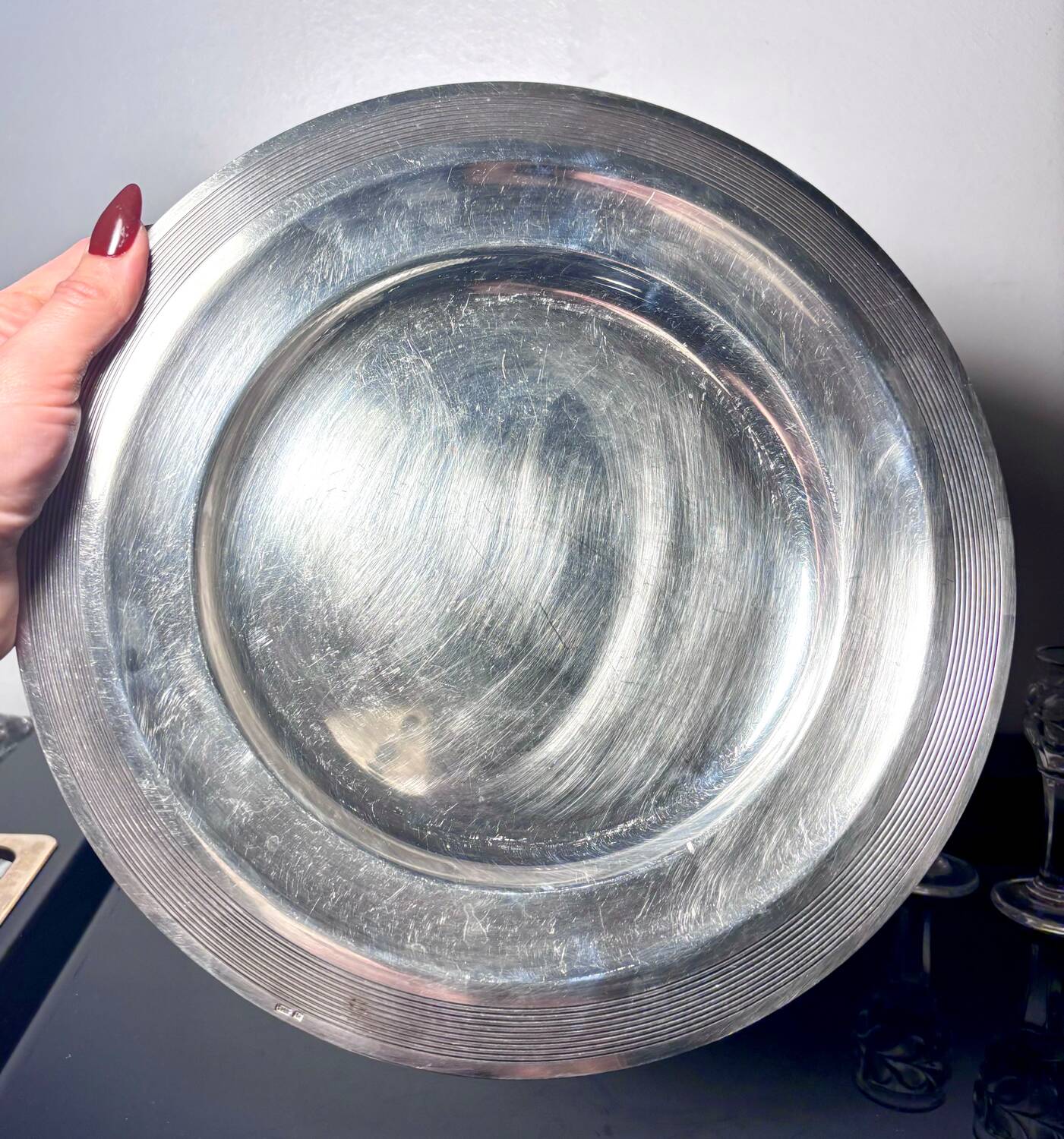 Cabaret set Baccarat 8 glasses and silver plated tray